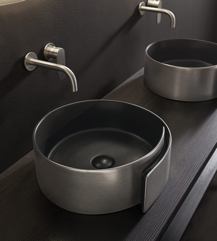 Lavabo appoggio Roll Silver Black
