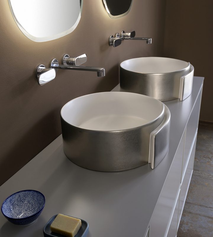 Lavabo appoggio Roll Silver White